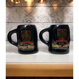 Rumple Minze Shot Glasses Peppermint Schnapps Vintage Black Handle Set ***READ